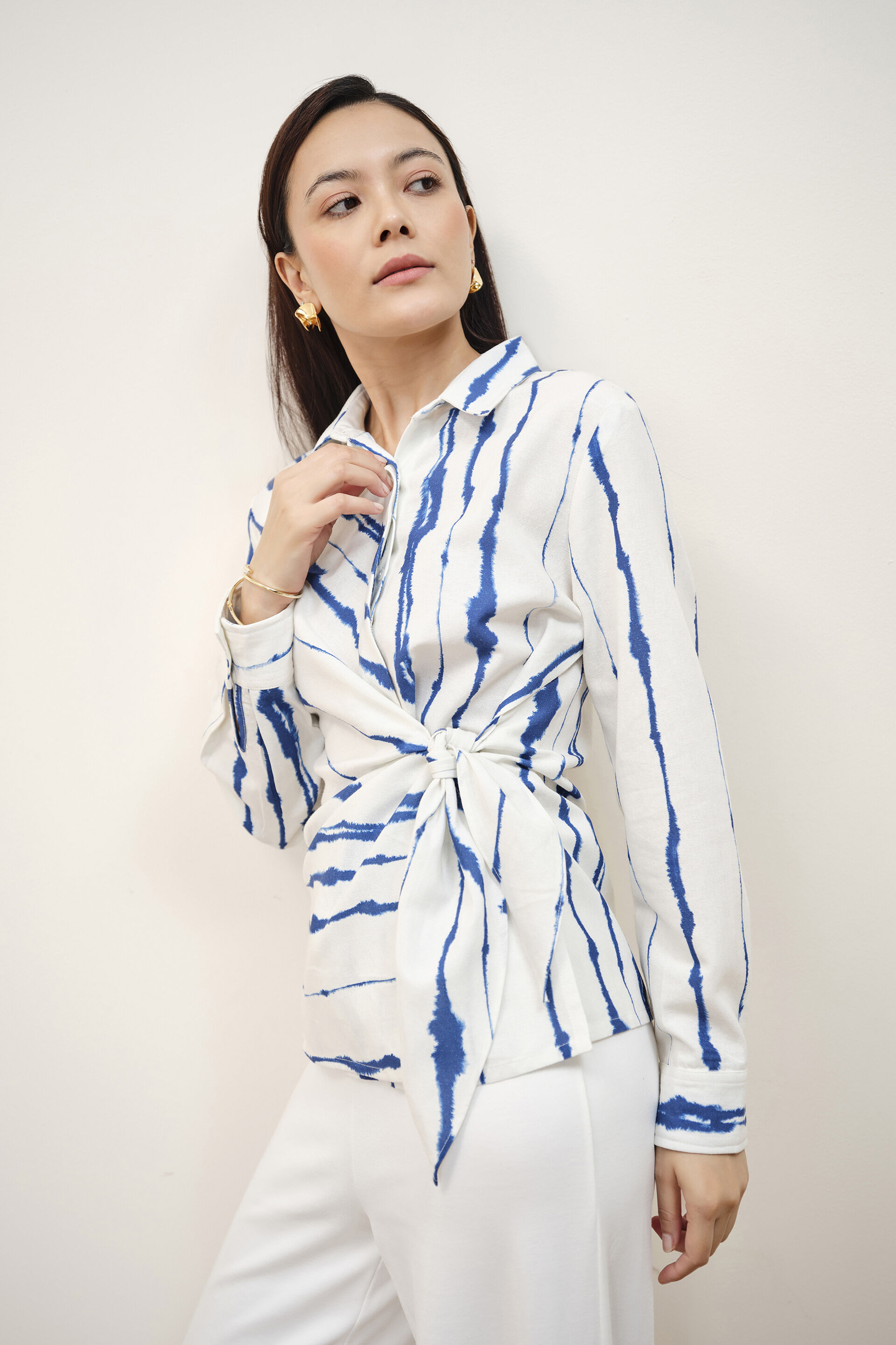 Abstract Tie-Dye Printed Shirt, Blue, image 2